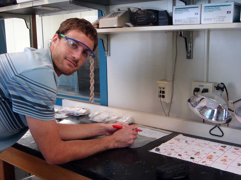 [Shawn Fehrenbach preparing samples in the MURR Archaeometry Laboratory]