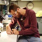 [Wesley Stoner preparing samples in the MURR Archaeometry Laboratory]