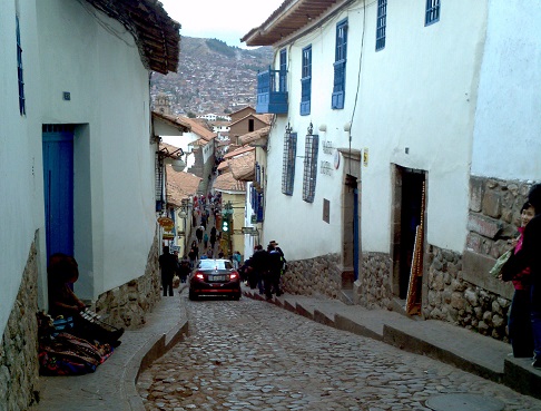 Steep-narrow cobblestone streets of Cusco